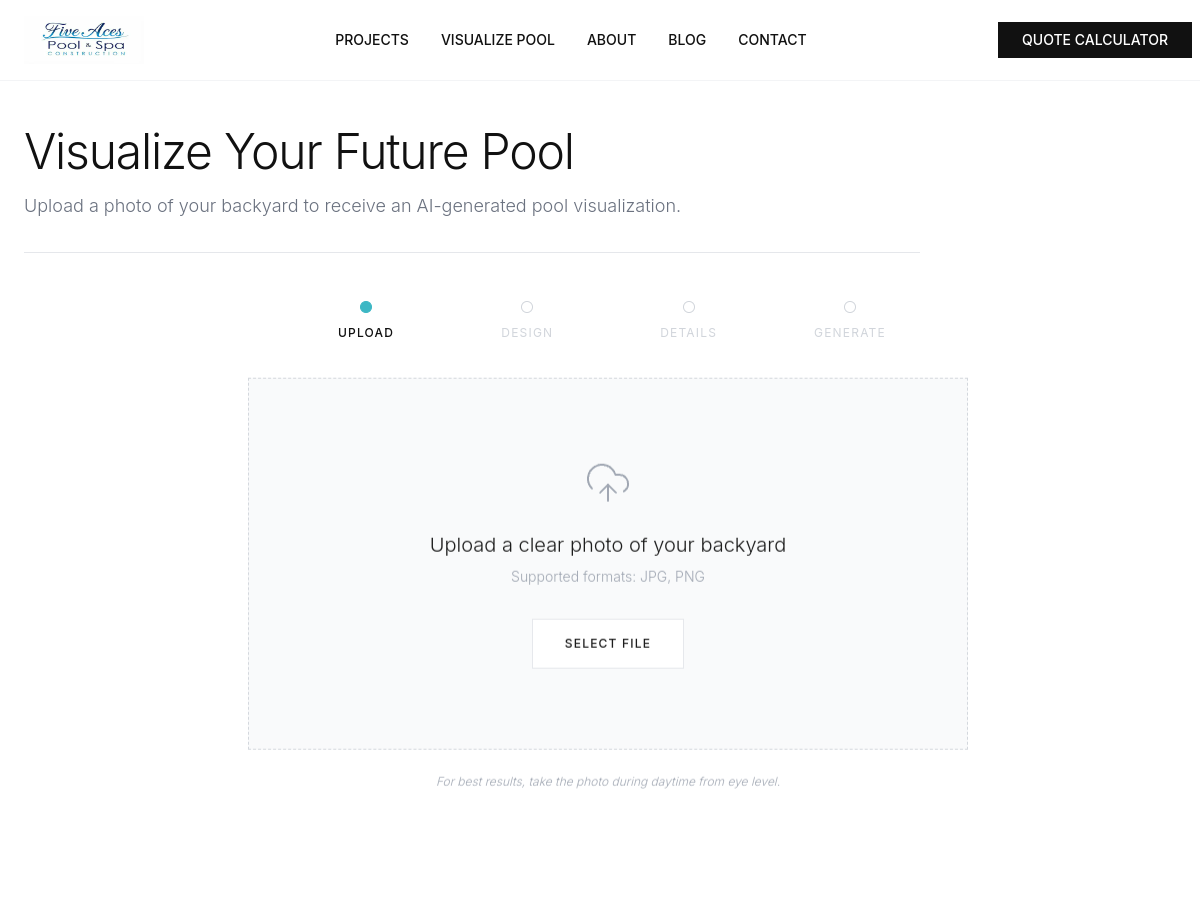 FL Pool Builder’s backyard visualization interface.